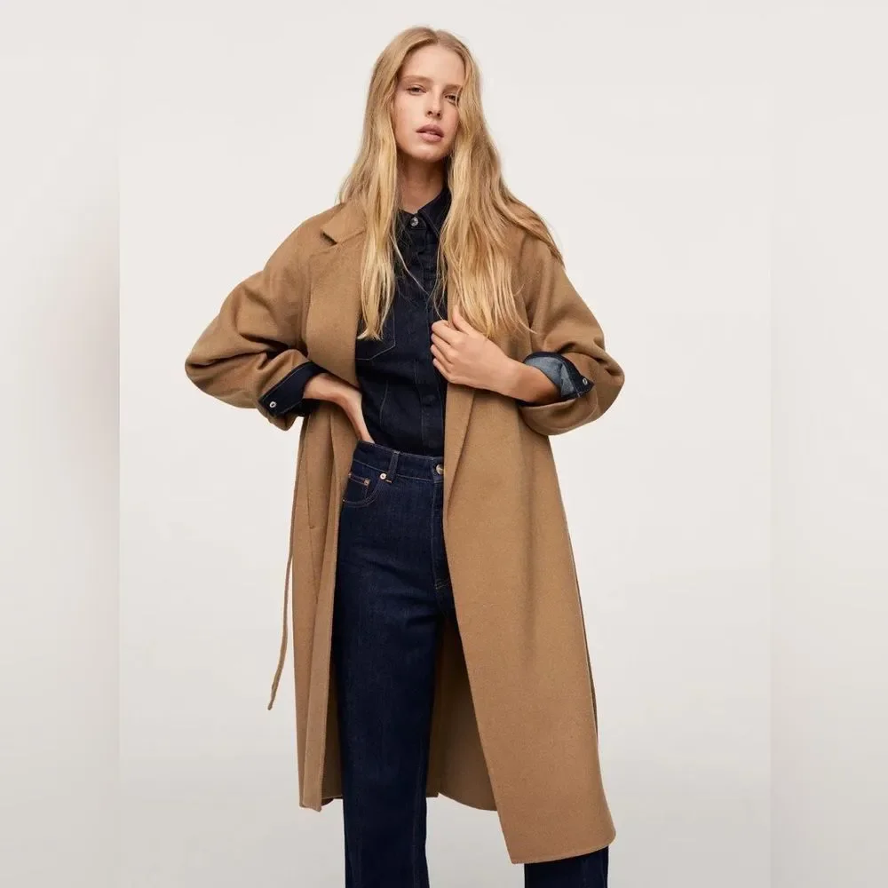 Mango Wool Blend Belted Coat Bloggers Fav New - Picture 12 of 16